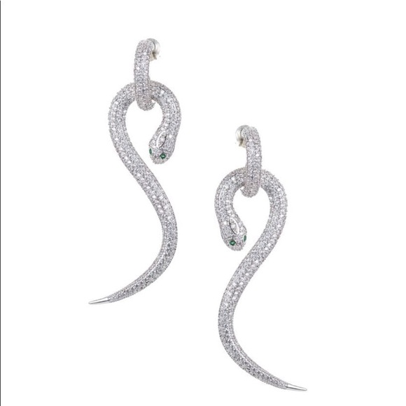 NIB Stunning Crystal Snake Earrings - Picture 2 of 4
